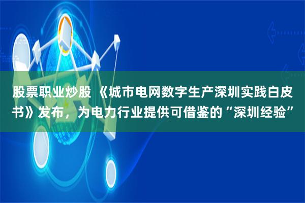 股票职业炒股 《城市电网数字生产深圳实践白皮书》发布，为电力行业提供可借鉴的“深圳经验”